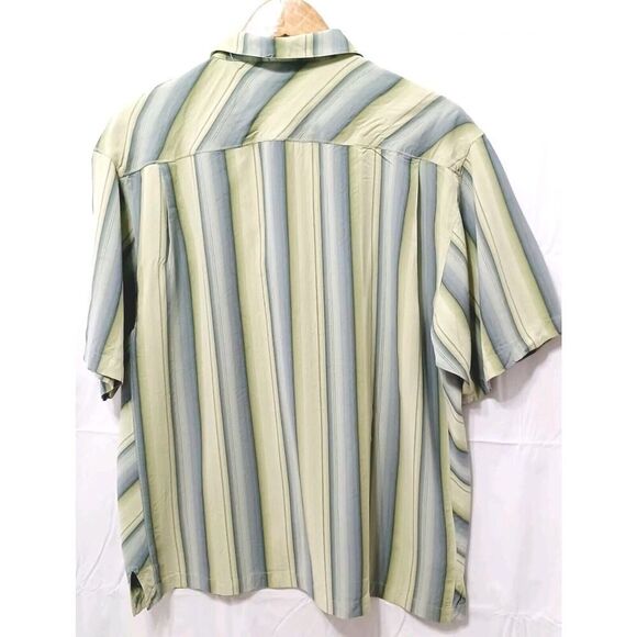 Tommy Bahama Men's Green Striped Short Sleeve Button Up Relax Shirt Large - Picture 2 of 8